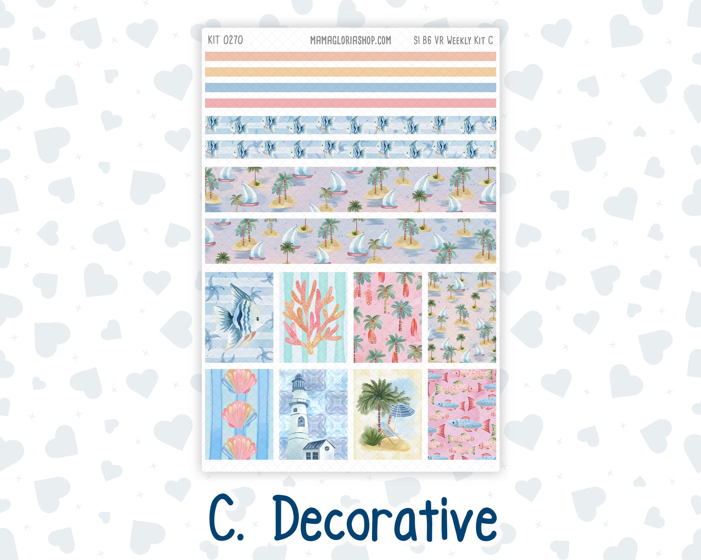 Kit 0270 - B6 - For Sterling Ink And More - Vertical Weekly Kit - June - Beachside Bliss