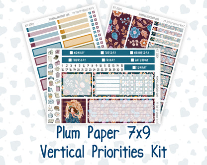Kit 0304 - 7x9 - Vertical Priorities - Plum Paper - Weekly Kit - November - Autumn In Bloom