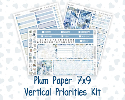 Kit 0249 - 7x9 - Vertical Priorities - Plum Paper - Weekly Kit - January - Icy Lace