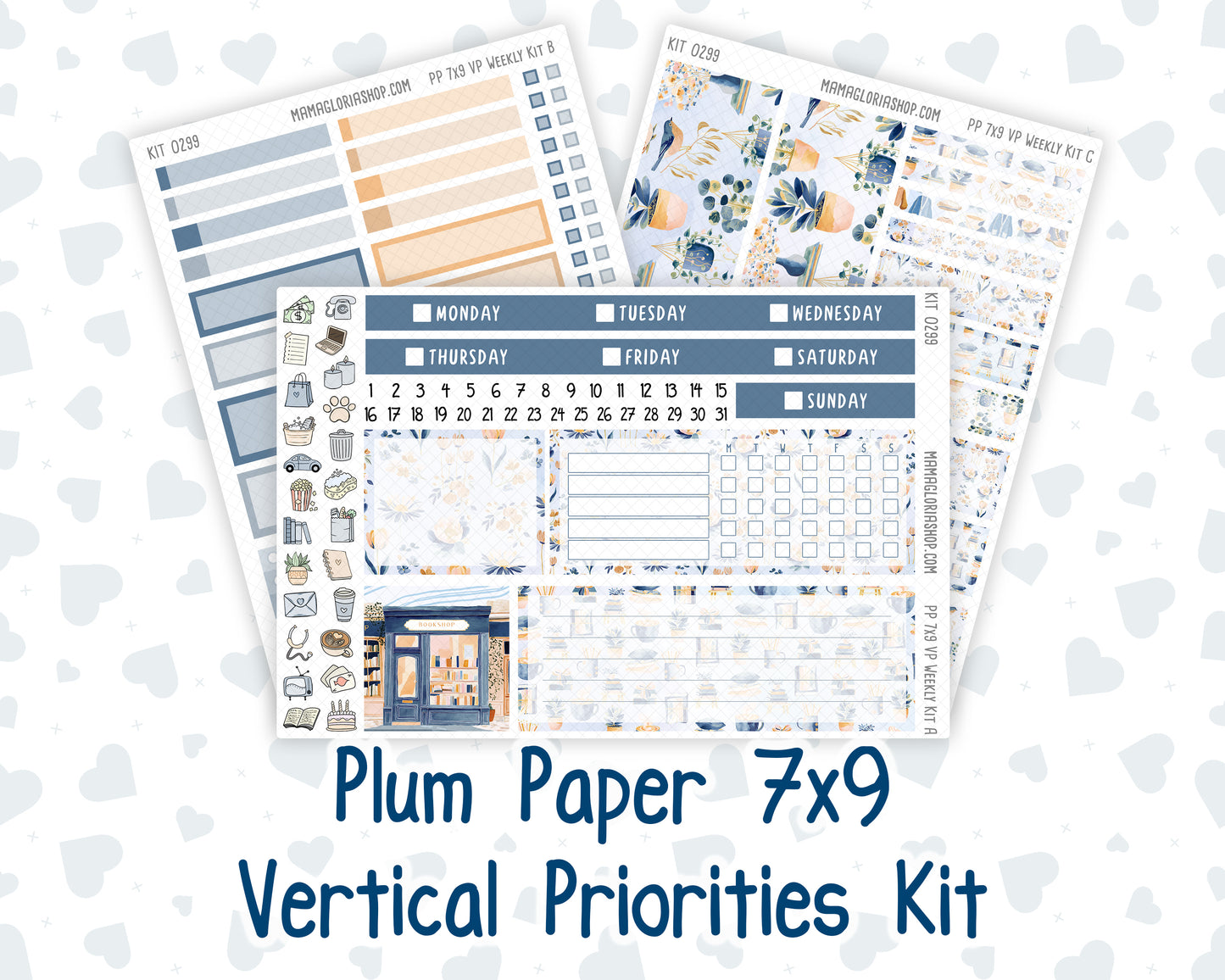 Kit 0299 - 7x9 - Vertical Priorities - Plum Paper - Weekly Kit - October - Book Nook