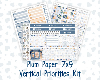 Kit 0299 - 7x9 - Vertical Priorities - Plum Paper - Weekly Kit - October - Book Nook