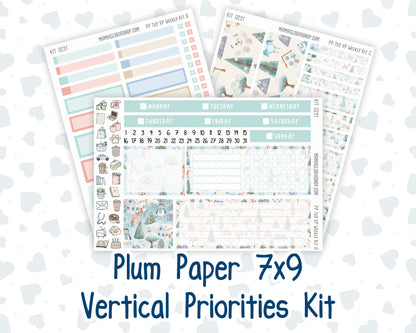 Kit 0251 - 7x9 - Vertical Priorities - Plum Paper - Weekly Kit - January - Pine & Paws