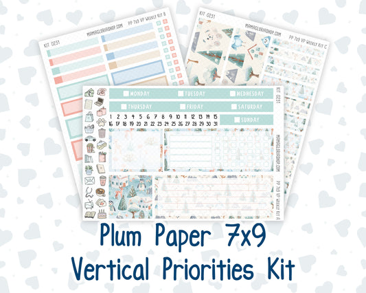 Kit 0251 - 7x9 - Vertical Priorities - Plum Paper - Weekly Kit - January - Pine & Paws