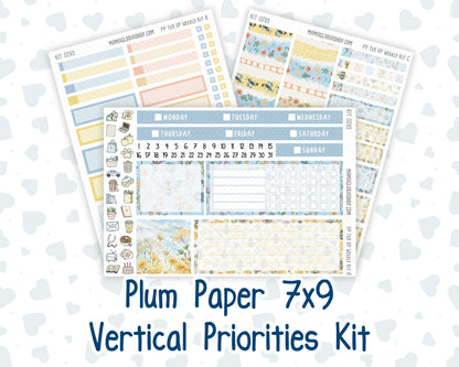 Kit 0265 - 7x9 - Vertical Priorities - Plum Paper - Weekly Kit - May - Honeybee Sky