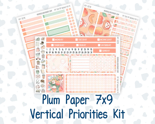 Kit 0278 - 7x9 - Vertical Priorities - Plum Paper - Weekly Kit - August - Oops, All Peaches