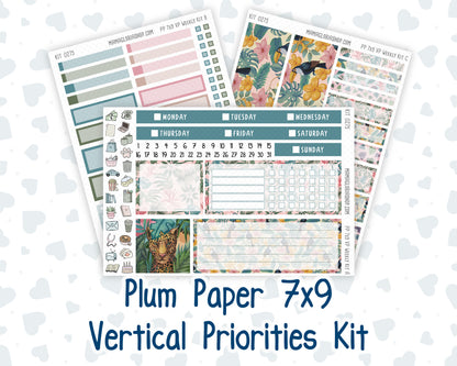 Kit 0275 - 7x9 - Vertical Priorities - Plum Paper - Weekly Kit - July - Tropical Safari Blush
