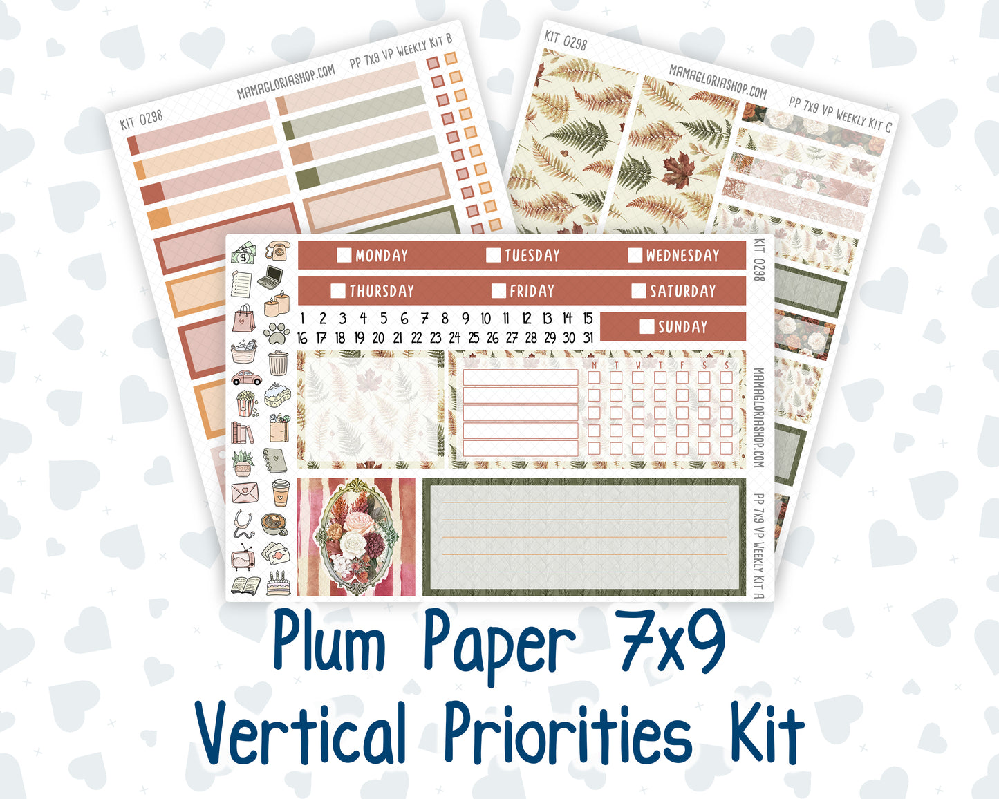Kit 0298 - 7x9 - Vertical Priorities - Plum Paper - Weekly Kit - October - Velvet Bloom