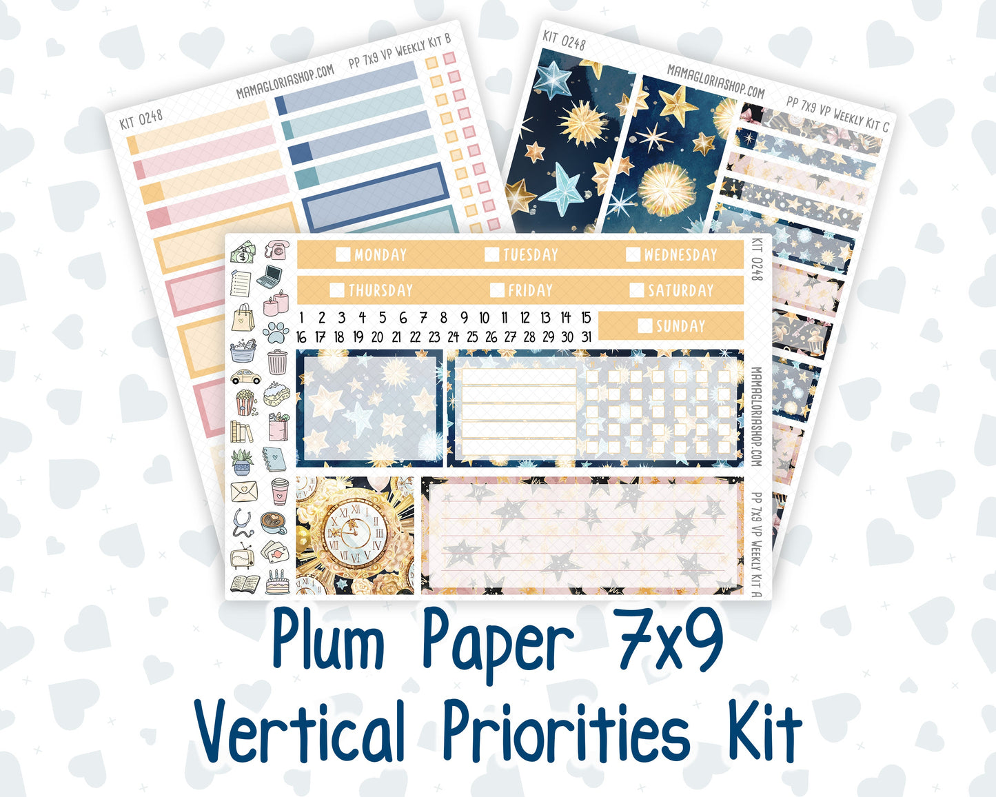 Kit 0248 - 7x9 - Vertical Priorities - Plum Paper - Weekly Kit - January - Midnight Countdown