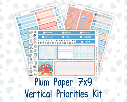 Kit 0268 - 7x9 - Vertical Priorities - Plum Paper - Weekly Kit - June - Sea Sweeties