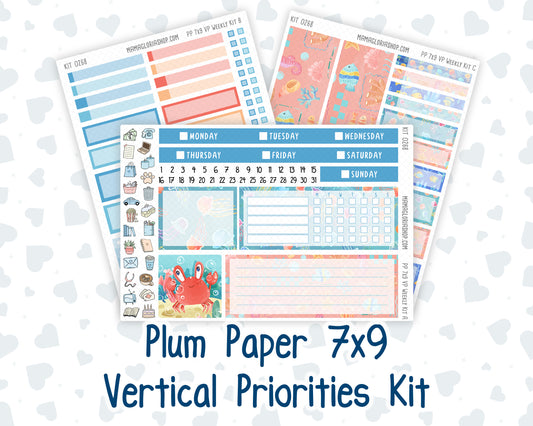 Kit 0268 - 7x9 - Vertical Priorities - Plum Paper - Weekly Kit - June - Sea Sweeties