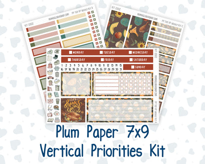 Kit 0302 - 7x9 - Vertical Priorities - Plum Paper - Weekly Kit - November - Thankful Season