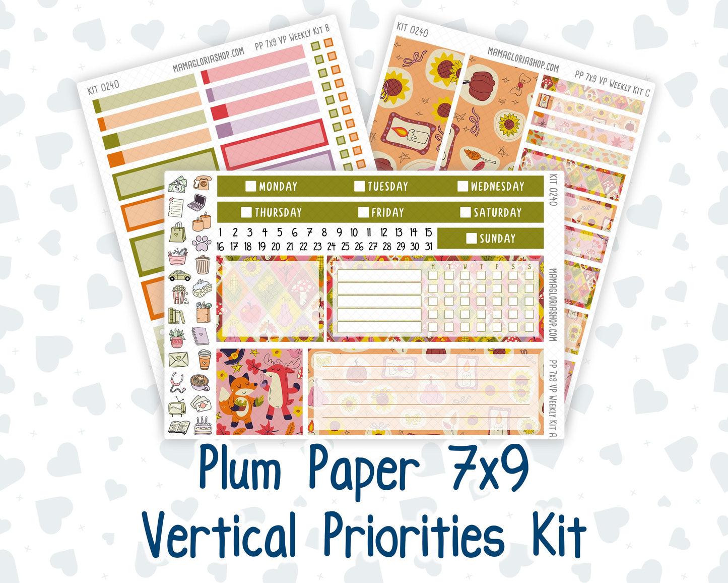 Kit 0240 - 7x9 - Vertical Priorities - Plum Paper - Weekly Kit - November - Cozy Thanksgiving