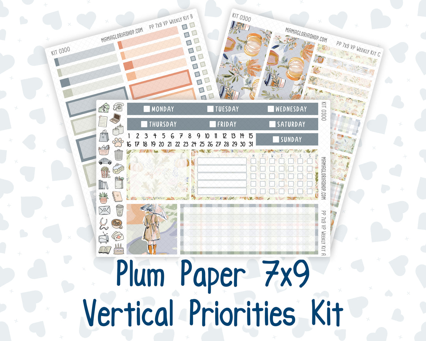 Kit 0300 - 7x9 - Vertical Priorities - Plum Paper - Weekly Kit - October - Autumn Stroll
