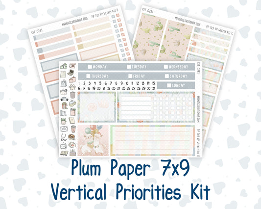Kit 0261 - 7x9 - Vertical Priorities - Plum Paper - Weekly Kit - April - Llama Spring