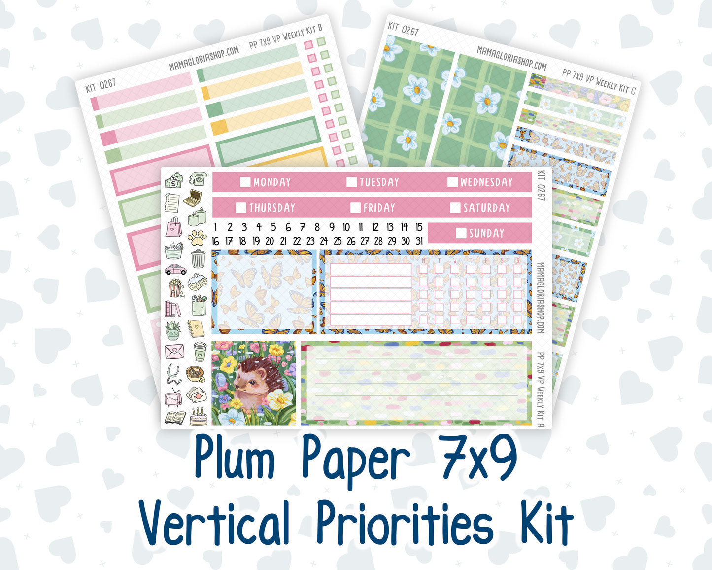 Kit 0267 - 7x9 - Vertical Priorities - Plum Paper - Weekly Kit - May - Flowers For Mama