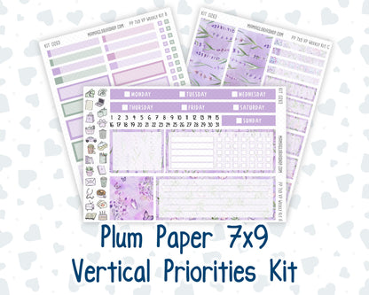 Kit 0263 - 7x9 - Vertical Priorities - Plum Paper - Weekly Kit - April - Lavender Drift