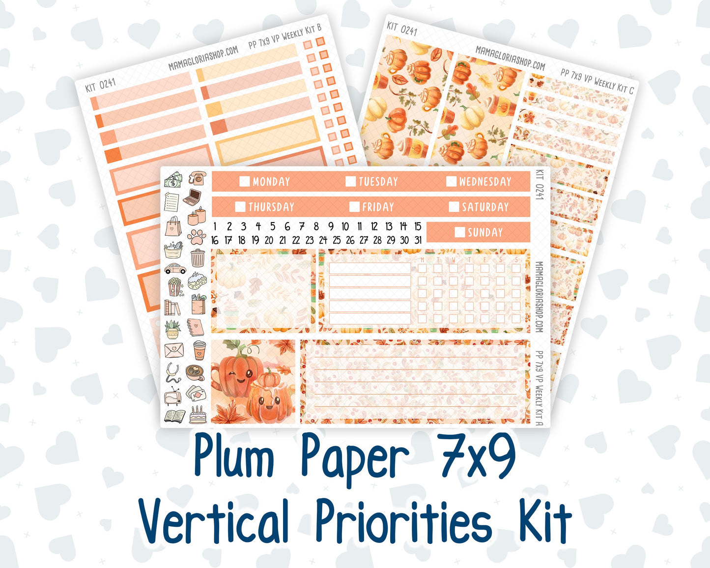Kit 0241 - 7x9 - Vertical Priorities - Plum Paper - Weekly Kit - November - Pumpkin Latte