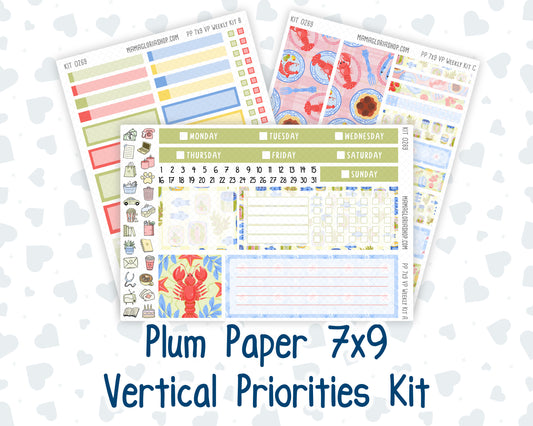 Kit 0269 - 7x9 - Vertical Priorities - Plum Paper - Weekly Kit - June - Dolce Mare