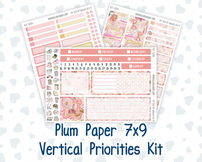 Kit 0294 - 7x9 - Vertical Priorities - Plum Paper - Weekly Kit - September - Rosy Reveria