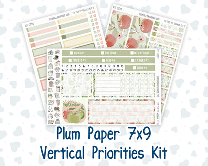 Kit 0295 - 7x9 - Vertical Priorities - Plum Paper - Weekly Kit - September - Apple Harvest