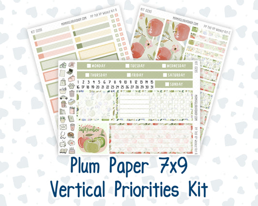 Kit 0295 - 7x9 - Vertical Priorities - Plum Paper - Weekly Kit - September - Apple Harvest