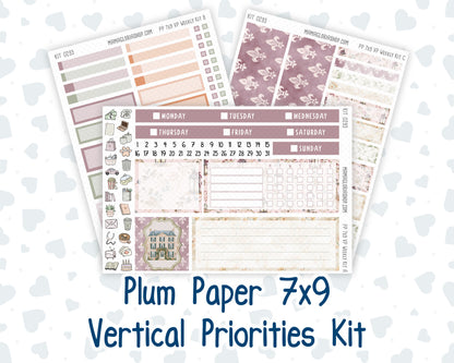 Kit 0293 - 7x9 - Vertical Priorities - Plum Paper - Weekly Kit - September - Fleur de Provence