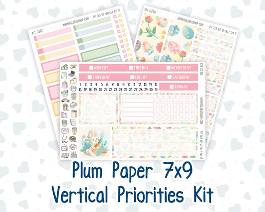 Kit 0260 - 7x9 - Vertical Priorities - Plum Paper - Weekly Kit - April - Pastel Egg Hunt