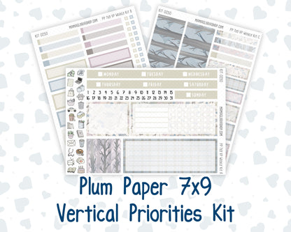 Kit 0250 - 7x9 - Vertical Priorities - Plum Paper - Weekly Kit - Quiet January