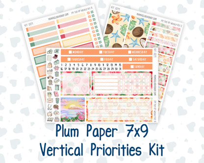 Kit 0271 - 7x9 - Vertical Priorities - Plum Paper - Weekly Kit - June - Strawberry Shore
