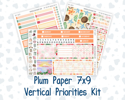 Kit 0271 - 7x9 - Vertical Priorities - Plum Paper - Weekly Kit - June - Strawberry Shore
