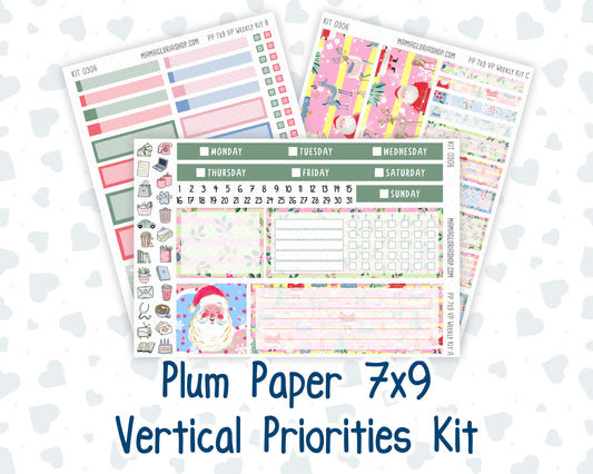 Kit 0306 - 7x9 - Vertical Priorities - Plum Paper - Weekly Kit - December - Jolly Mischief