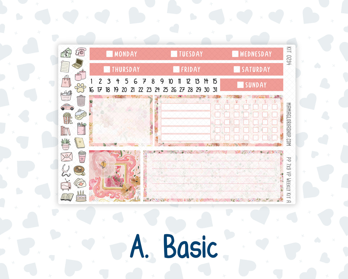 Kit 0294 - 7x9 - Vertical Priorities - Plum Paper - Weekly Kit - September - Rosy Reveria