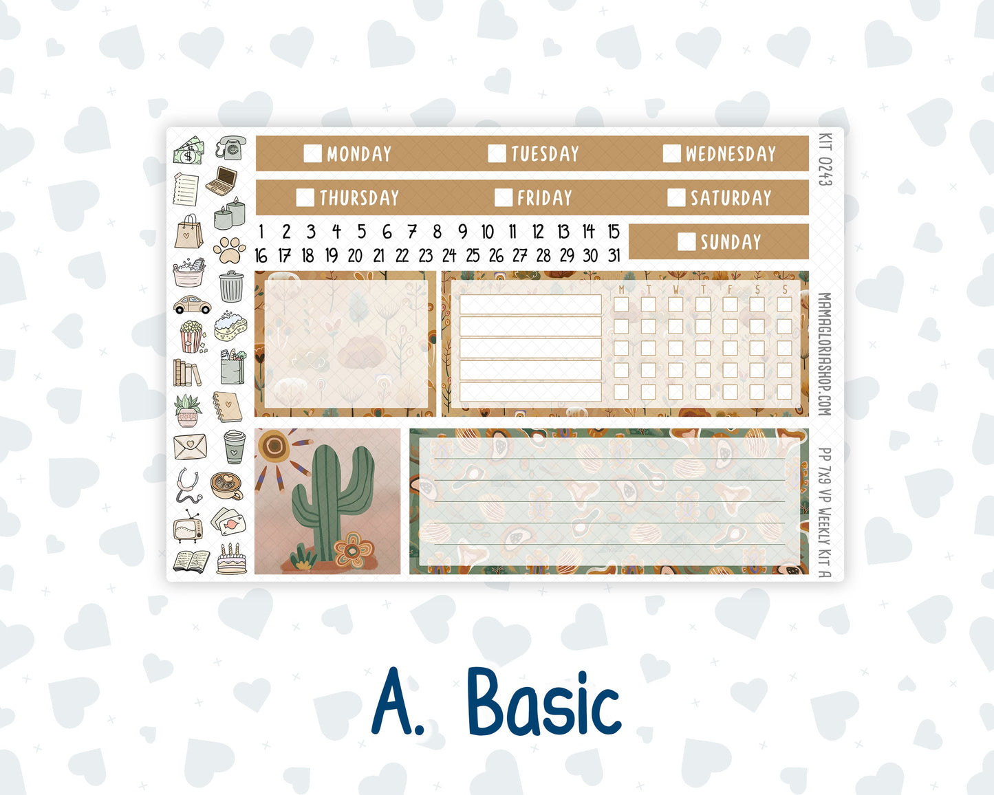 Kit 0243 - 7x9 - Vertical Priorities - Plum Paper - Weekly Kit - November - Boho Autumn