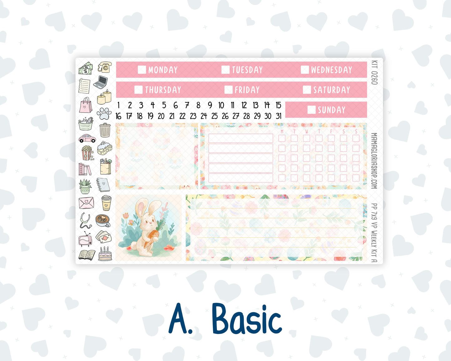 Kit 0260 - 7x9 - Vertical Priorities - Plum Paper - Weekly Kit - April - Pastel Egg Hunt