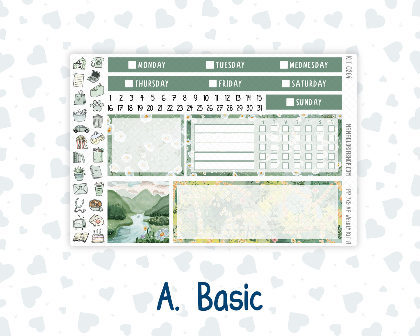 Kit 0264 - 7x9 - Vertical Priorities - Plum Paper - Weekly Kit - May - Spring Walk