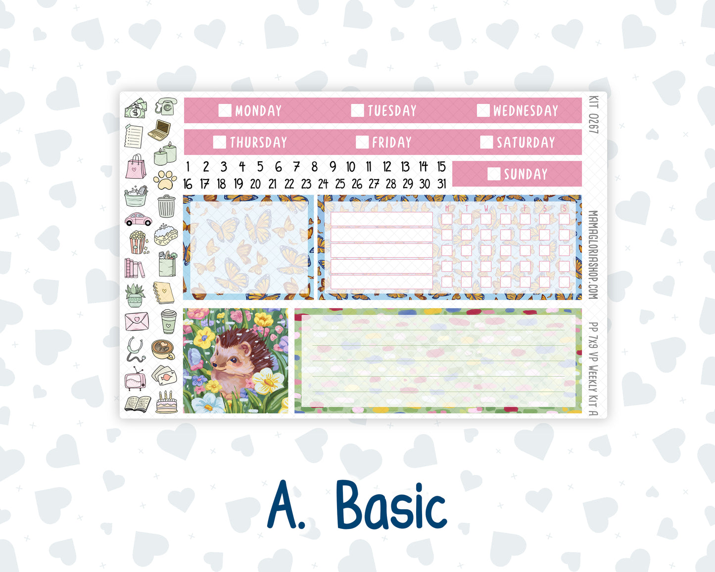 Kit 0267 - 7x9 - Vertical Priorities - Plum Paper - Weekly Kit - May - Flowers For Mama