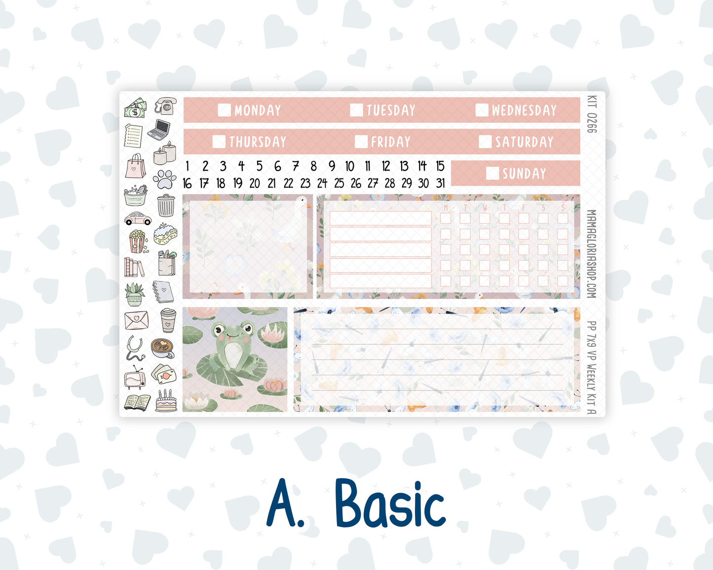 Kit 0266 - 7x9 - Vertical Priorities - Plum Paper - Weekly Kit - May - Froggy Lake Picnic