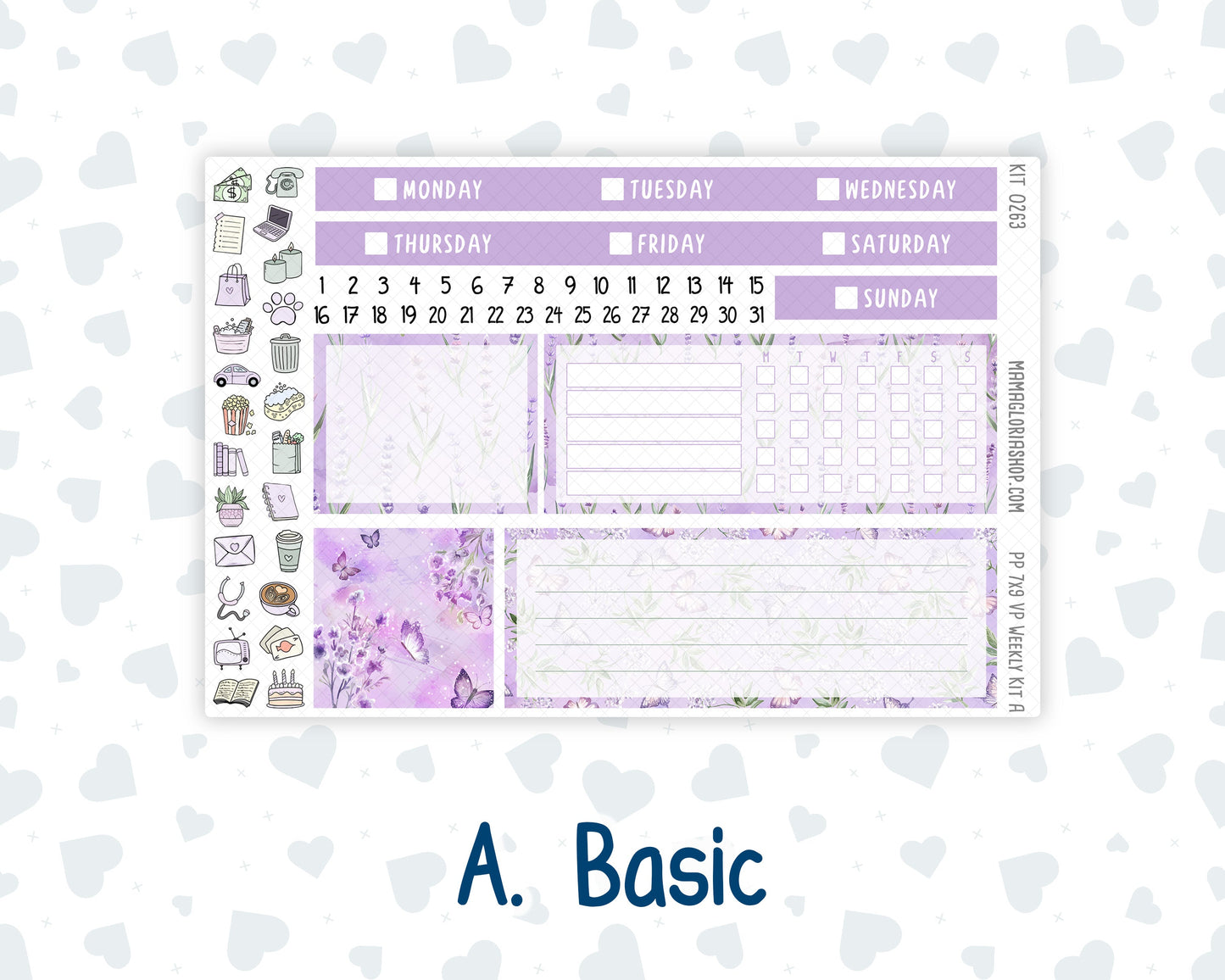 Kit 0263 - 7x9 - Vertical Priorities - Plum Paper - Weekly Kit - April - Lavender Drift