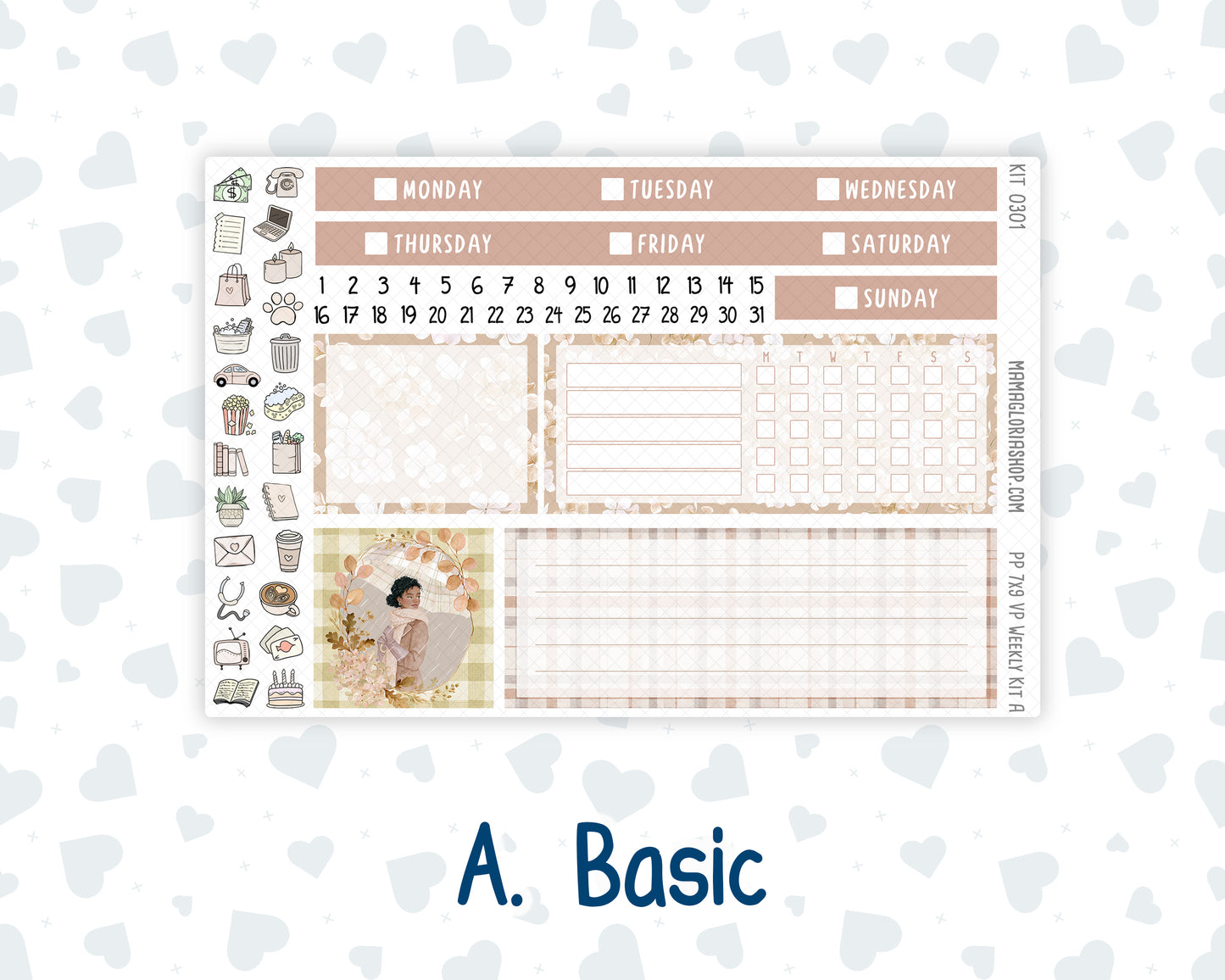 Kit 0301 - 7x9 - Vertical Priorities - Plum Paper - Weekly Kit - November - Sunday Comfort