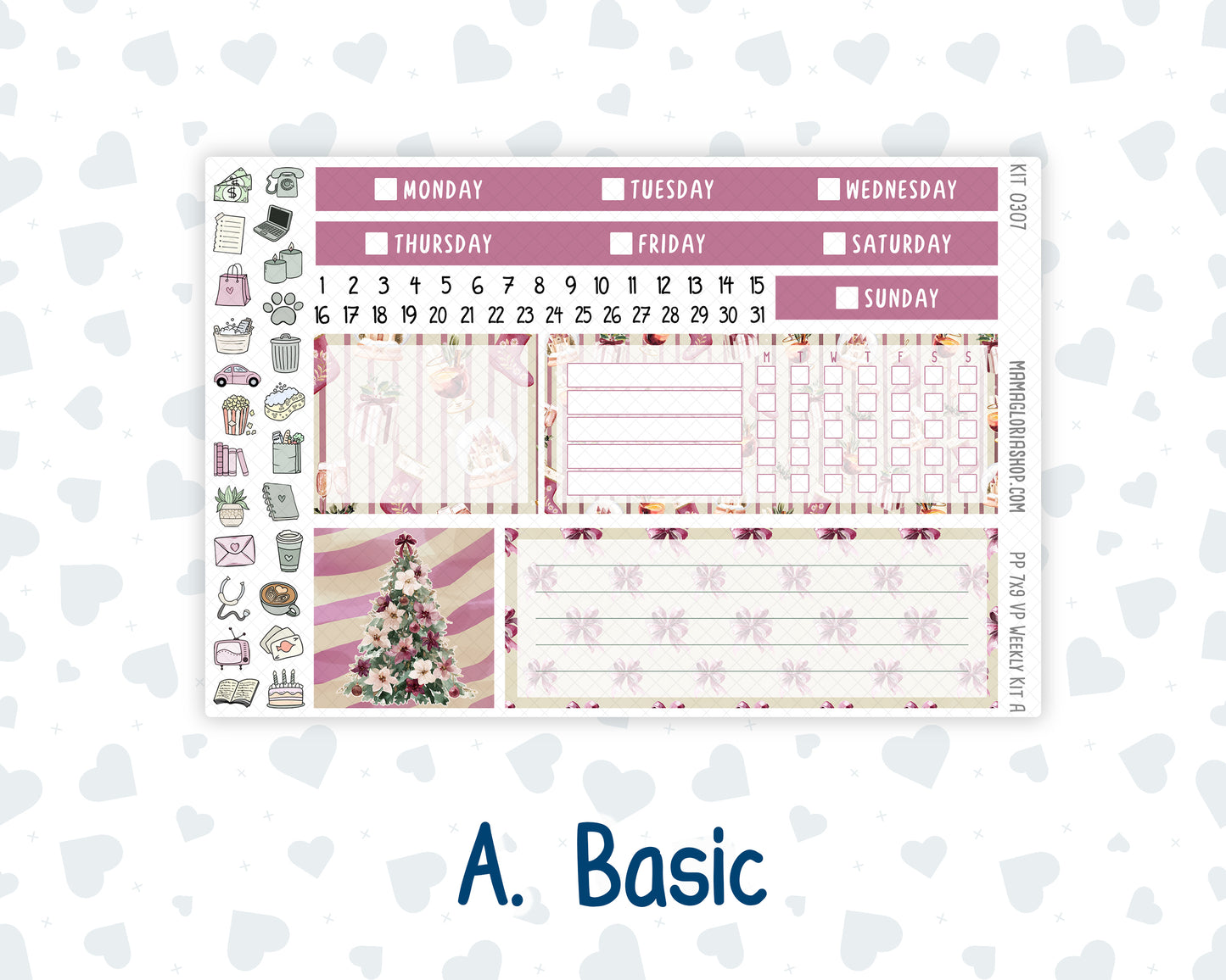 Kit 0307 - 7x9 - Vertical Priorities - Plum Paper - Weekly Kit - December - Velvet Hearth