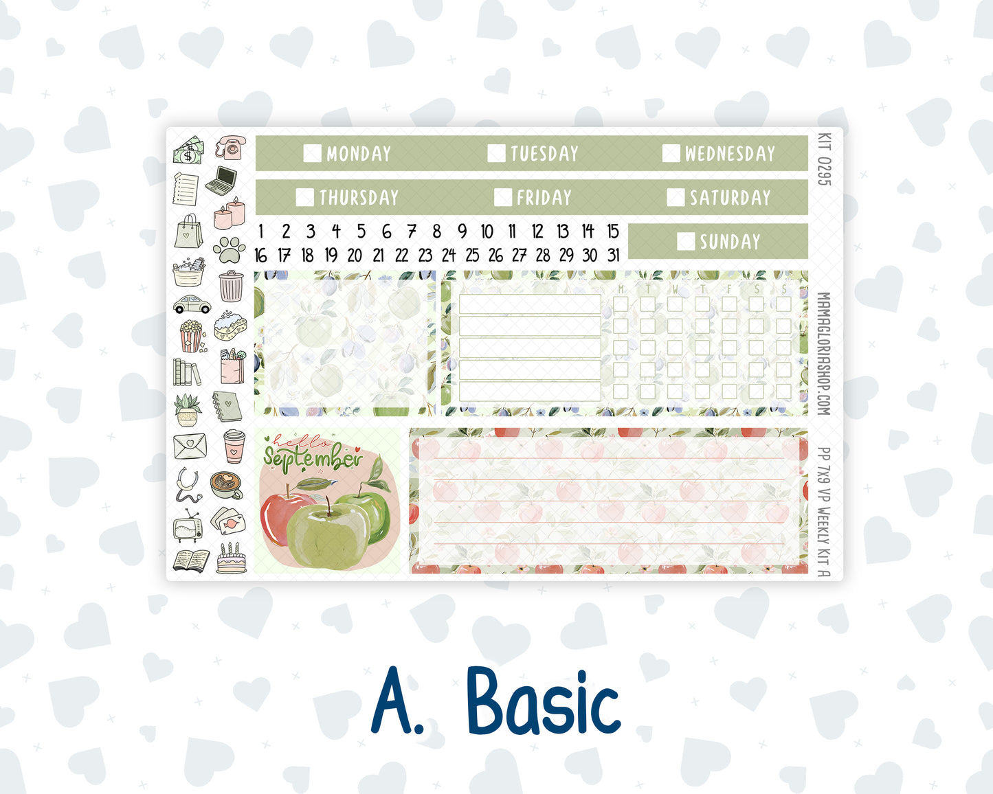 Kit 0295 - 7x9 - Vertical Priorities - Plum Paper - Weekly Kit - September - Apple Harvest