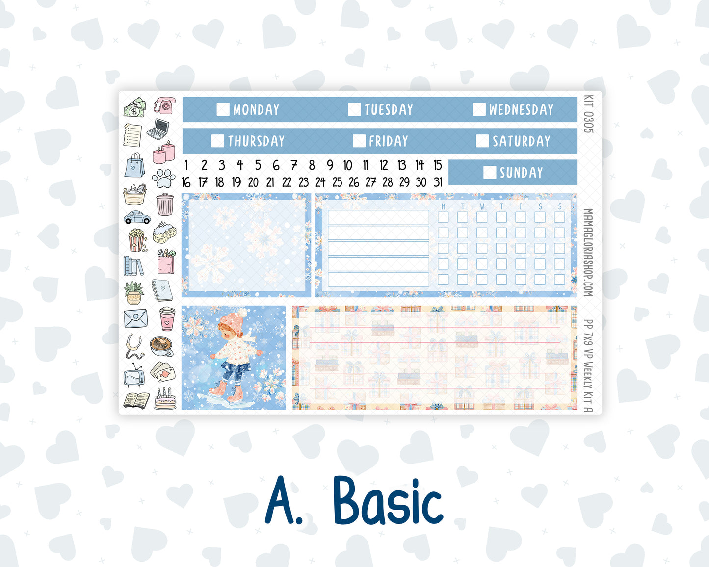 Kit 0305 - 7x9 - Vertical Priorities - Plum Paper - Weekly Kit - December - Sugarplum Parade