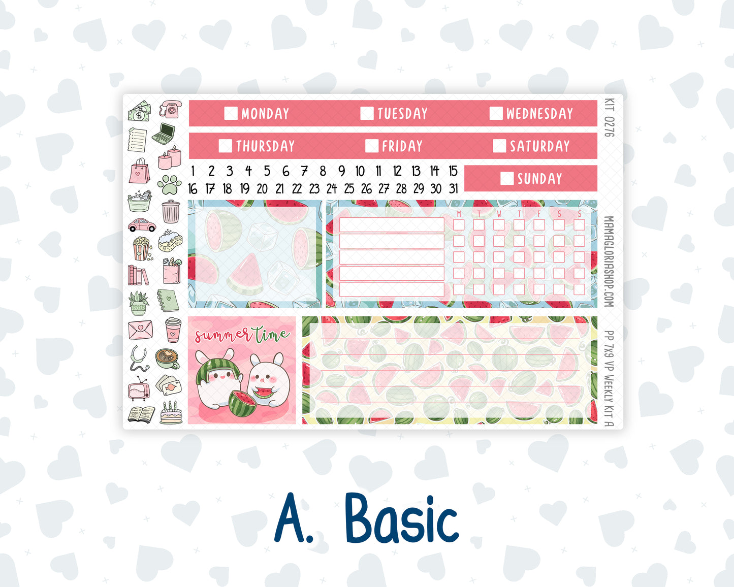 Kit 0276 - 7x9 - Vertical Priorities - Plum Paper - Weekly Kit - July - Melon Crush