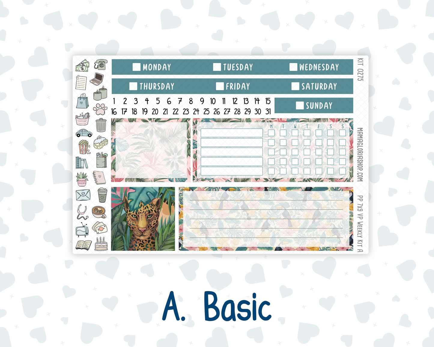 Kit 0275 - 7x9 - Vertical Priorities - Plum Paper - Weekly Kit - July - Tropical Safari Blush