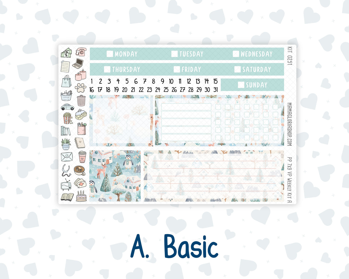 Kit 0251 - 7x9 - Vertical Priorities - Plum Paper - Weekly Kit - January - Pine & Paws