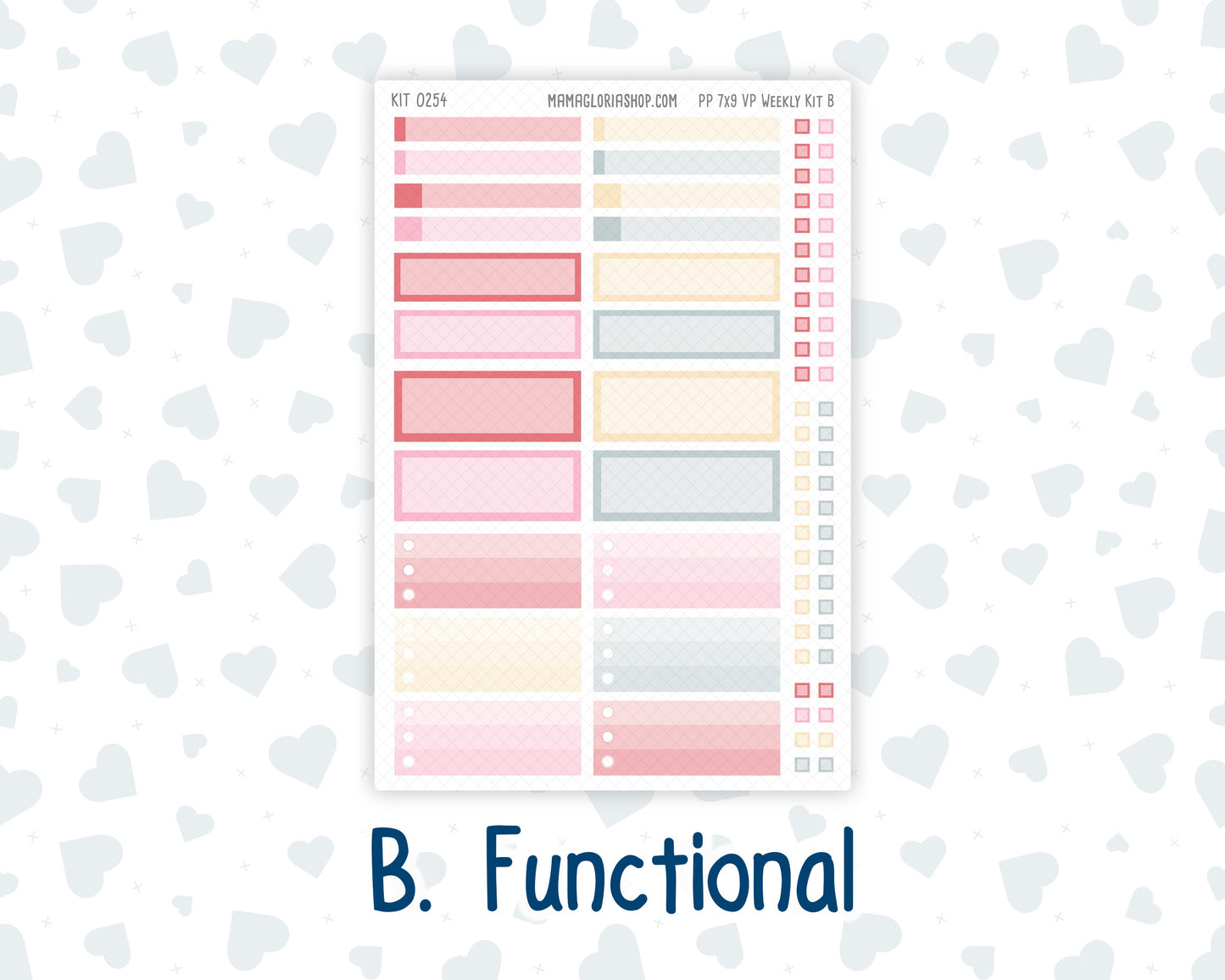 Kit 0254 - 7x9 - Vertical Priorities - Plum Paper - Weekly Kit - February - Valentine Village