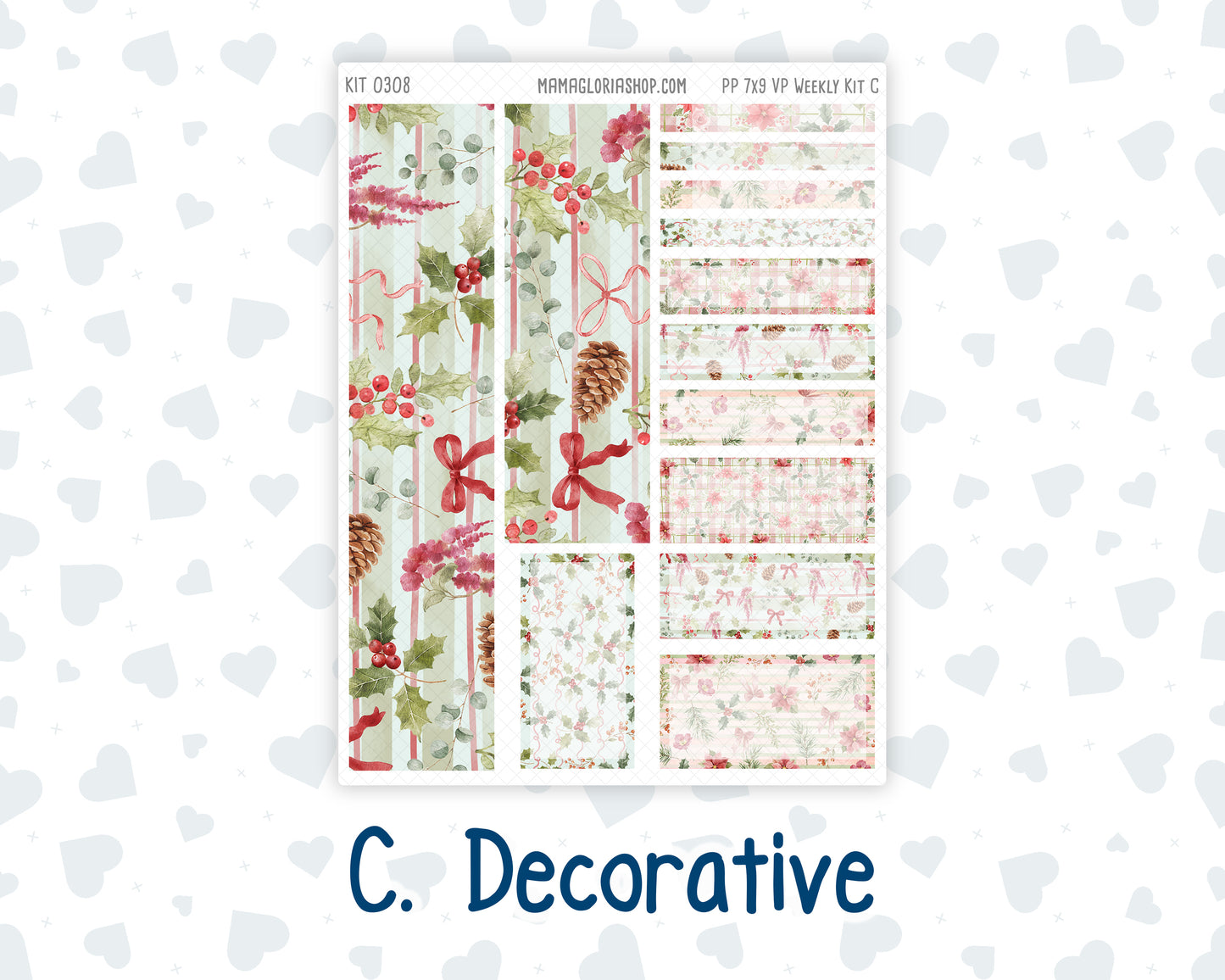 Kit 0308 - 7x9 - Vertical Priorities - Plum Paper - Weekly Kit - December - Knit & Holly
