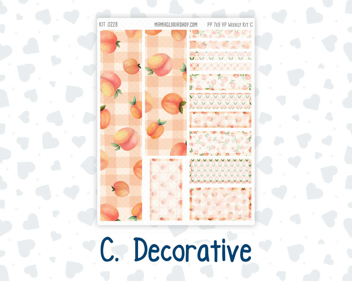 Kit 0228 - 7x9 - Vertical Priorities - Plum Paper - Weekly Kit - August - Just Peachy