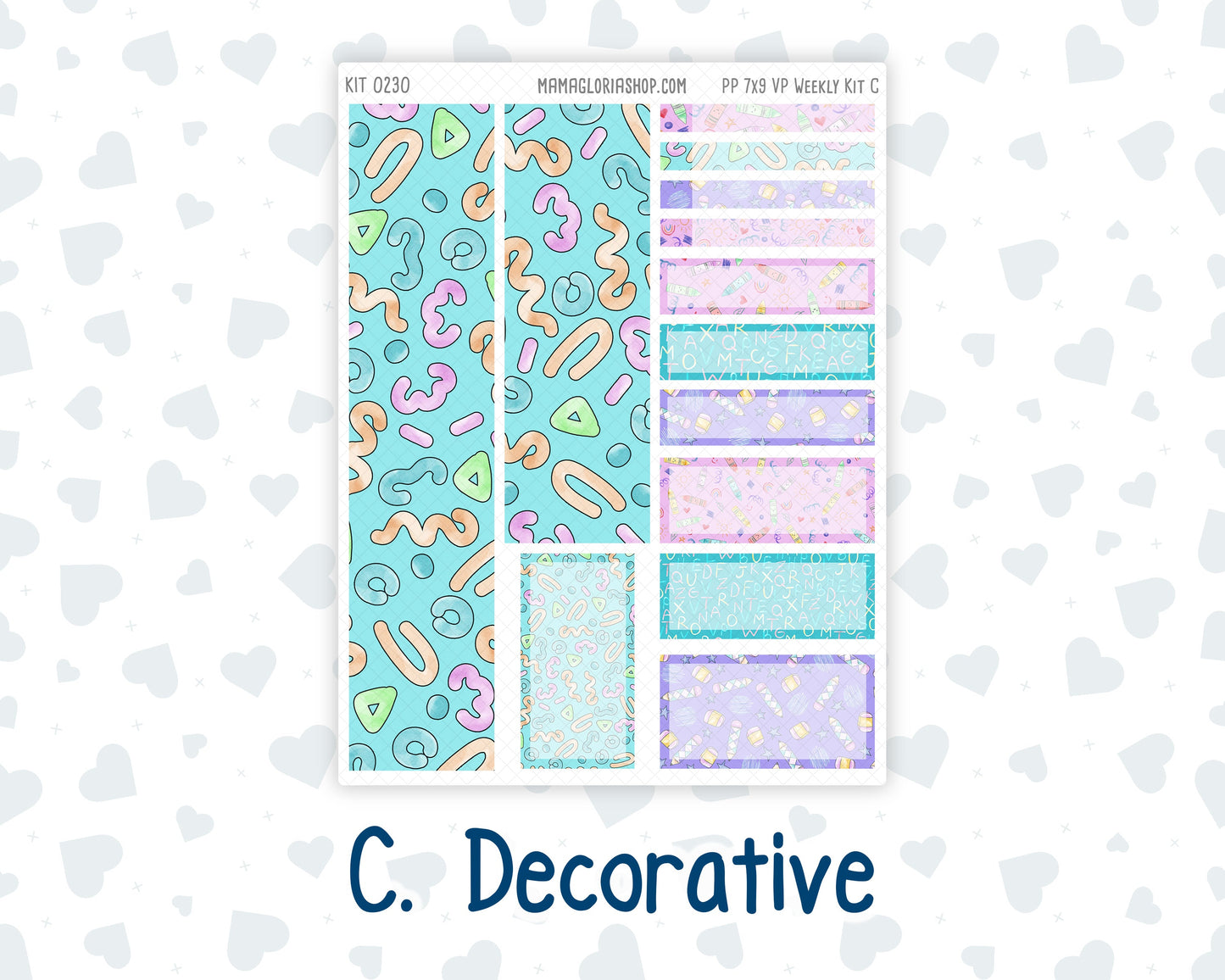 Kit 0230 - 7x9 - Vertical Priorities - Plum Paper - Weekly Kit - August - School Daze