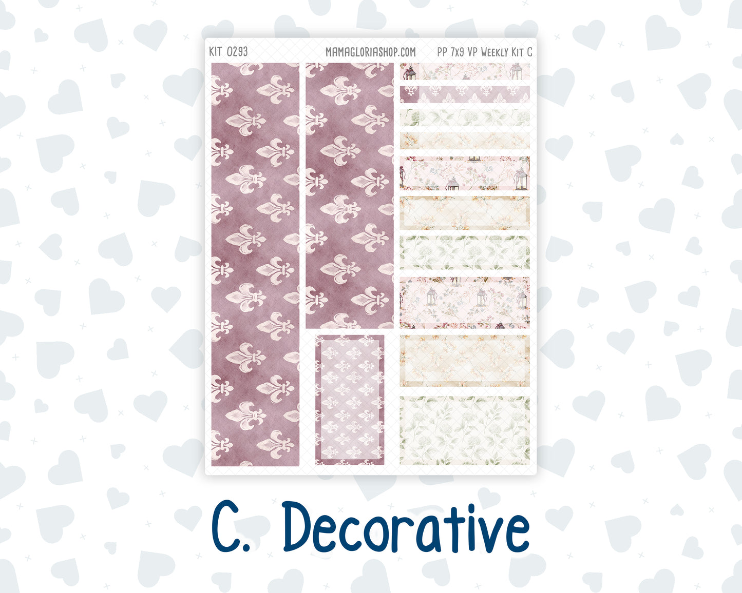 Kit 0293 - 7x9 - Vertical Priorities - Plum Paper - Weekly Kit - September - Fleur de Provence